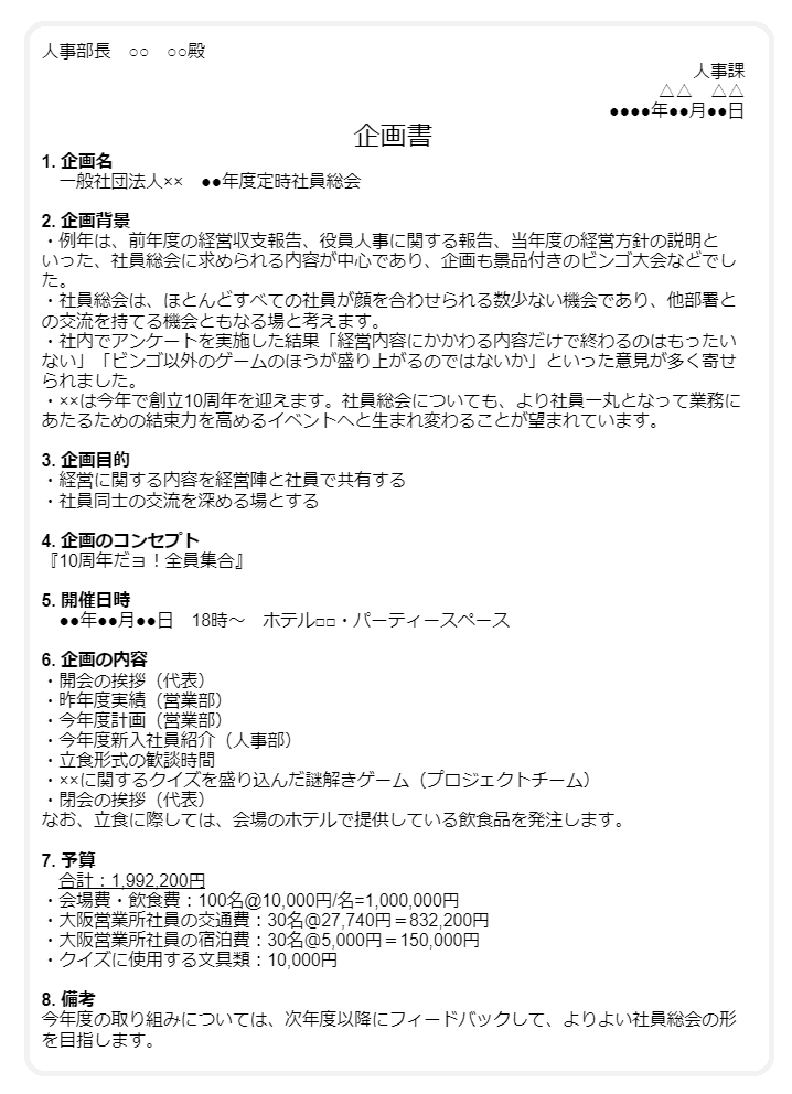 イベント制作 企画書