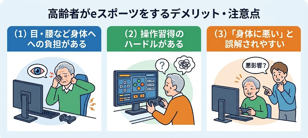 高齢者がeスポーツをするデメリット・注意点
